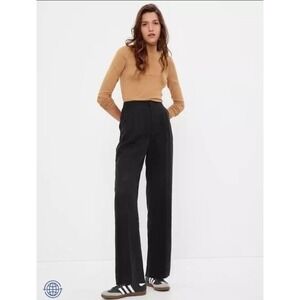 New Gap Pants Trousers Size 8 Softsuit High Rise Wide Leg Black Office Tencel